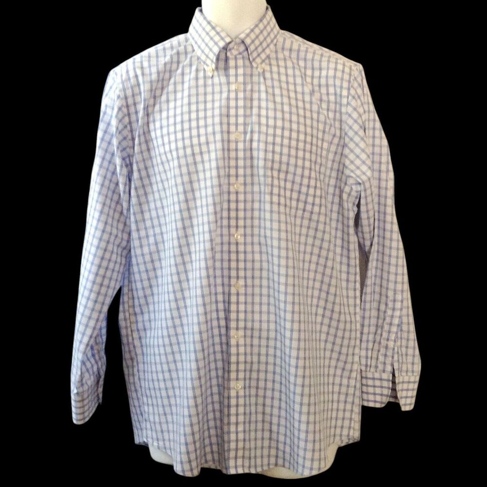 Nordstrom Shirt Men's 16 / 34 Blue White Check Business Casual Date Night